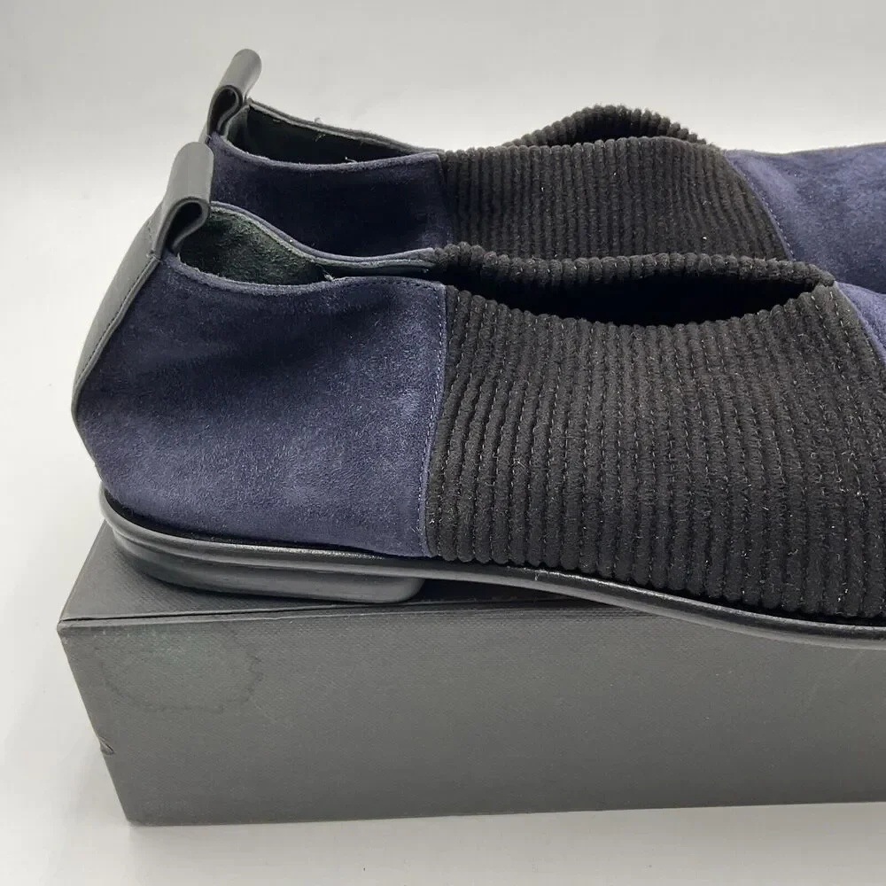 Gray Matters Navy and Black Suede Slip-On Flats